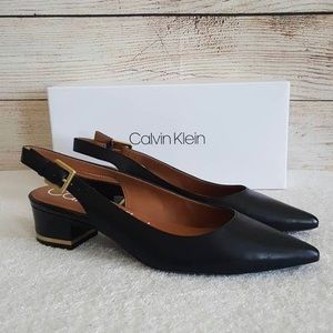Calvin Klein Glorianne Nappa Black Kitten Heels 7M